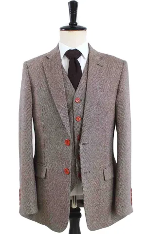 CLASSIC BROWN BARLEYCORN TWEED 3 PIECE SUIT