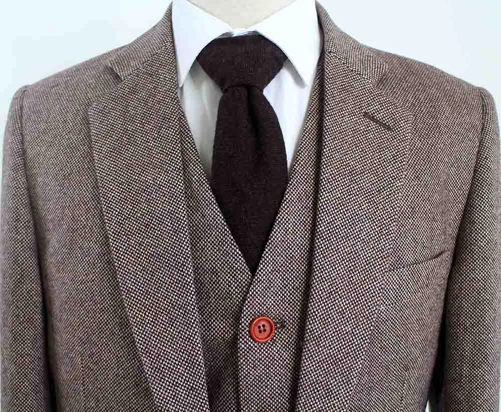 CLASSIC BROWN BARLEYCORN TWEED 3 PIECE SUIT