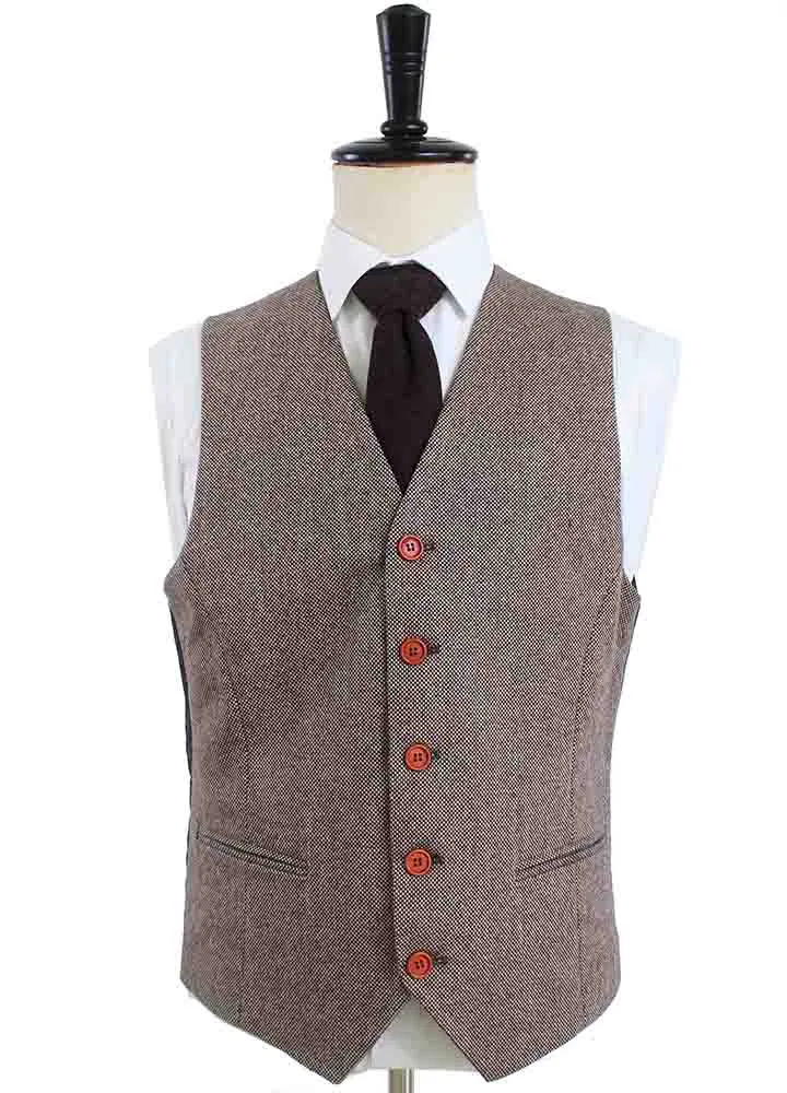 CLASSIC BROWN BARLEYCORN TWEED 3 PIECE SUIT