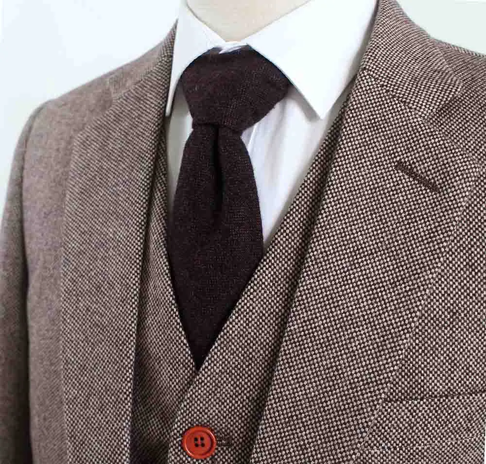 CLASSIC BROWN BARLEYCORN TWEED 3 PIECE SUIT