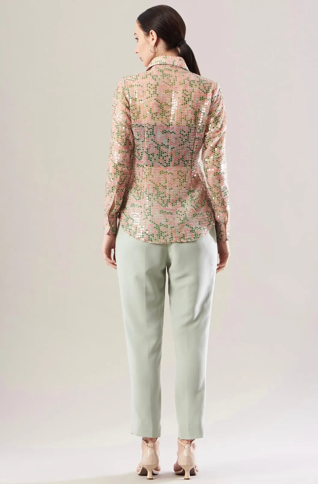 Classic Mint Green Crop Women Workwear Pants