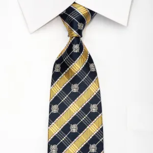 Daks Men's Silk Tie Gold Navy Silver Striped Sparkling With Crystal Rhinestones