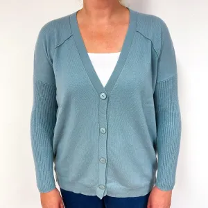 Duck Egg Blue Cashmere V-Neck Cardigan Large