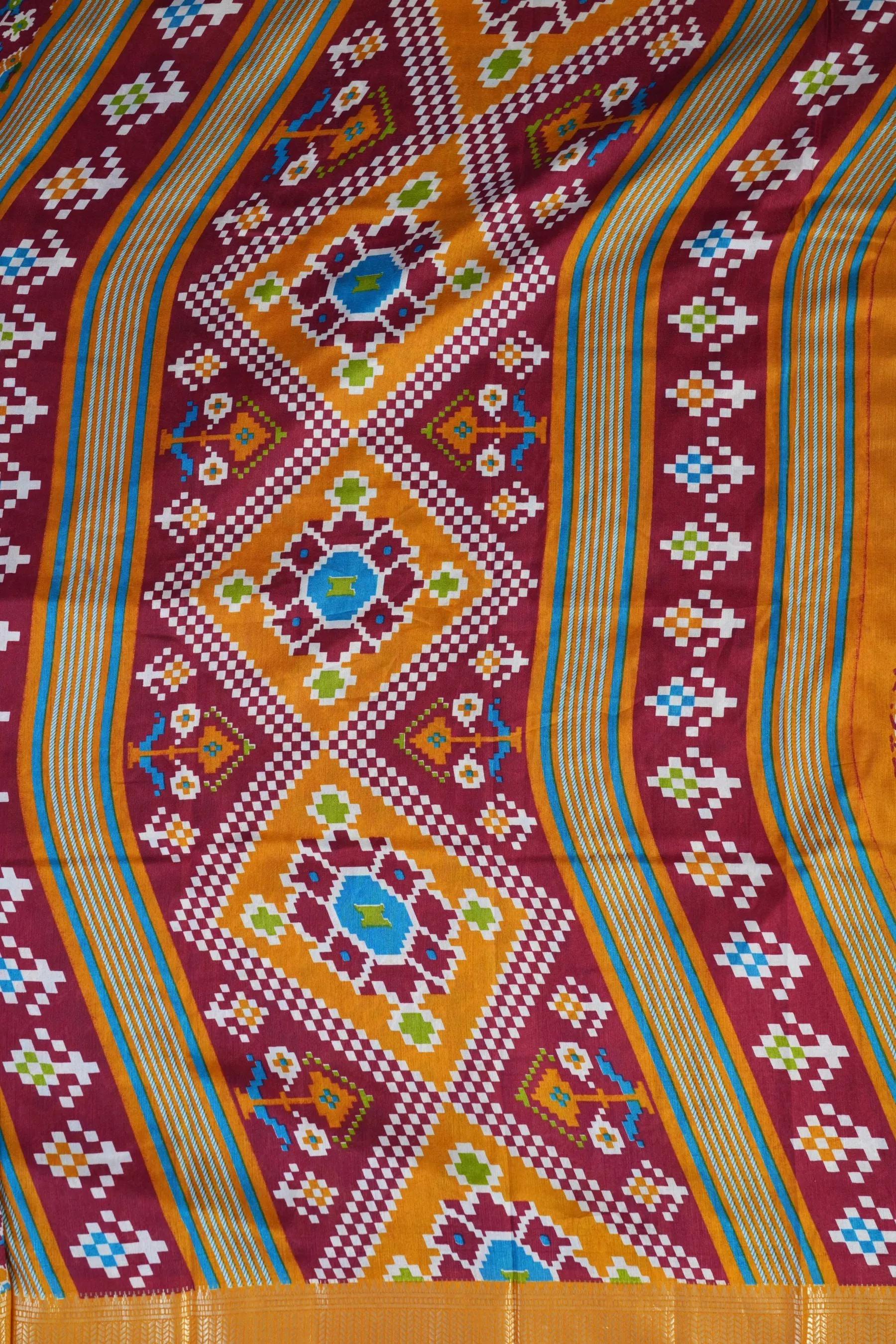 Eccentric Kanchipuram Semi-Silk Saree with Dynamic Ikkat Design