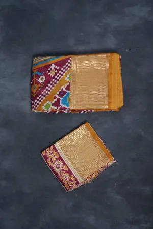 Eccentric Kanchipuram Semi-Silk Saree with Dynamic Ikkat Design