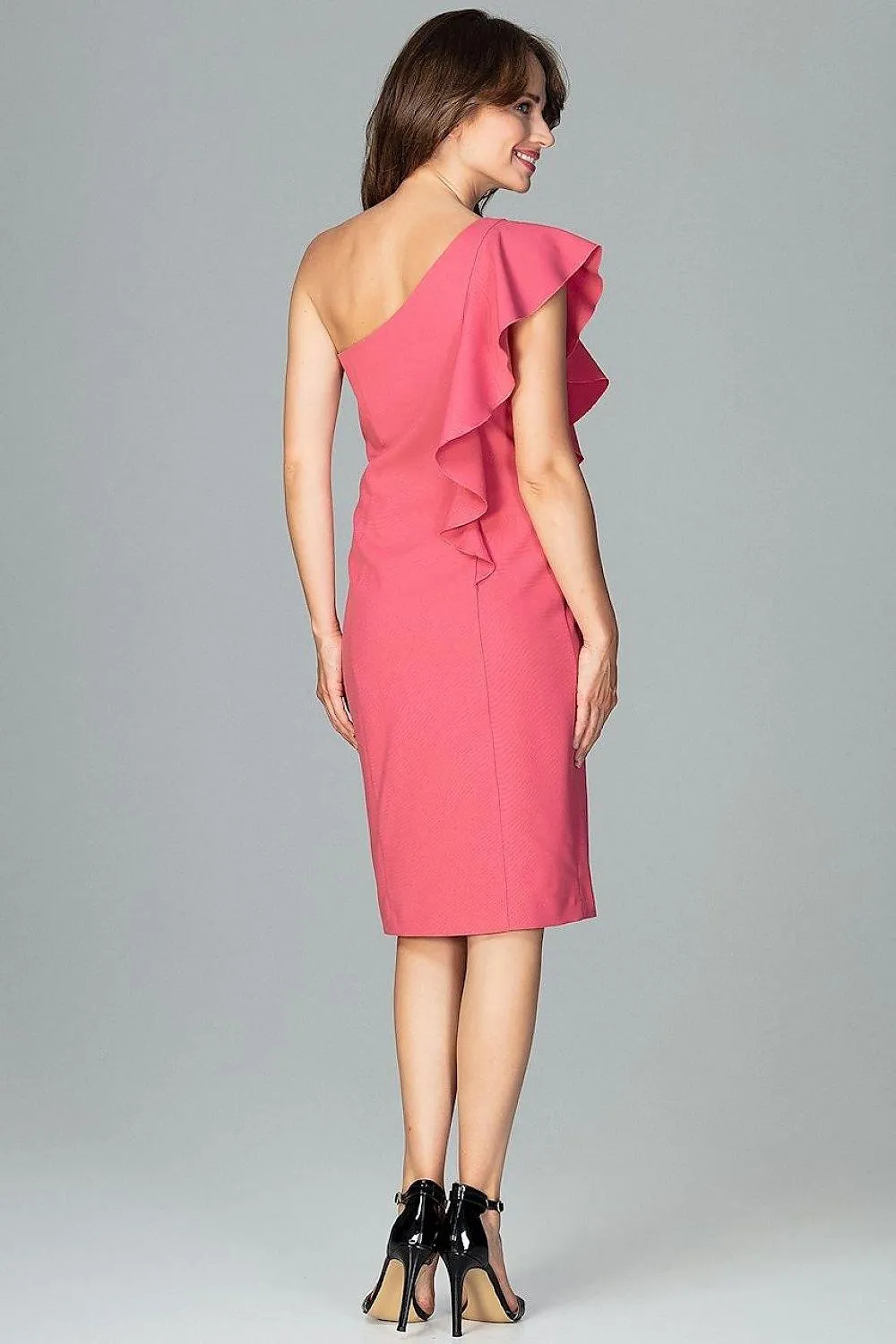 Elegant Asymmetrical Ruffle Evening Gown
