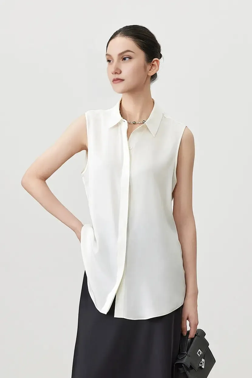 Essential Sleeveless Silk Blouse