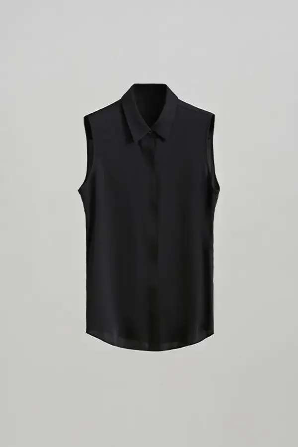 Essential Sleeveless Silk Blouse