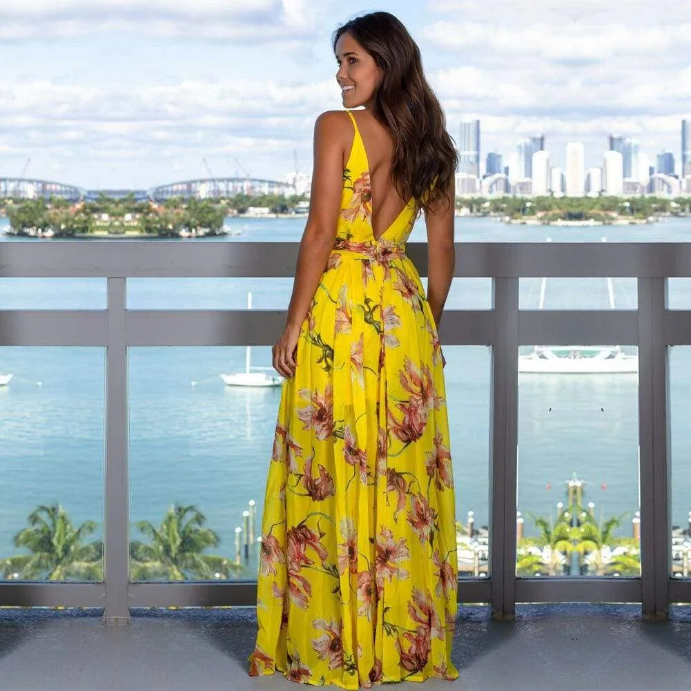 FashionSierra - New Women Bodycon Floral Maxi Dress