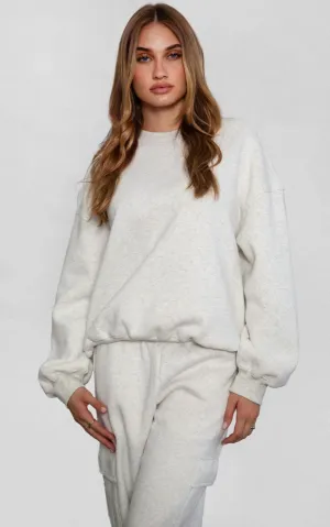 Fleece Crewneck Sweatshirt Heather White