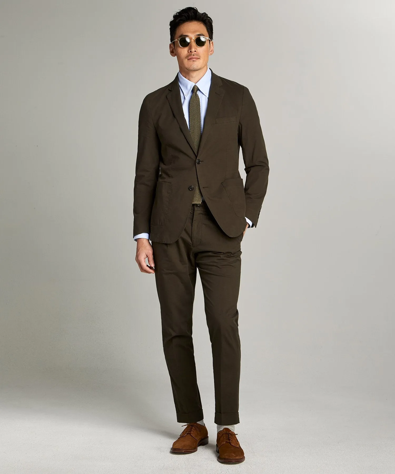 Garment Dyed Traveler Suit in Olive