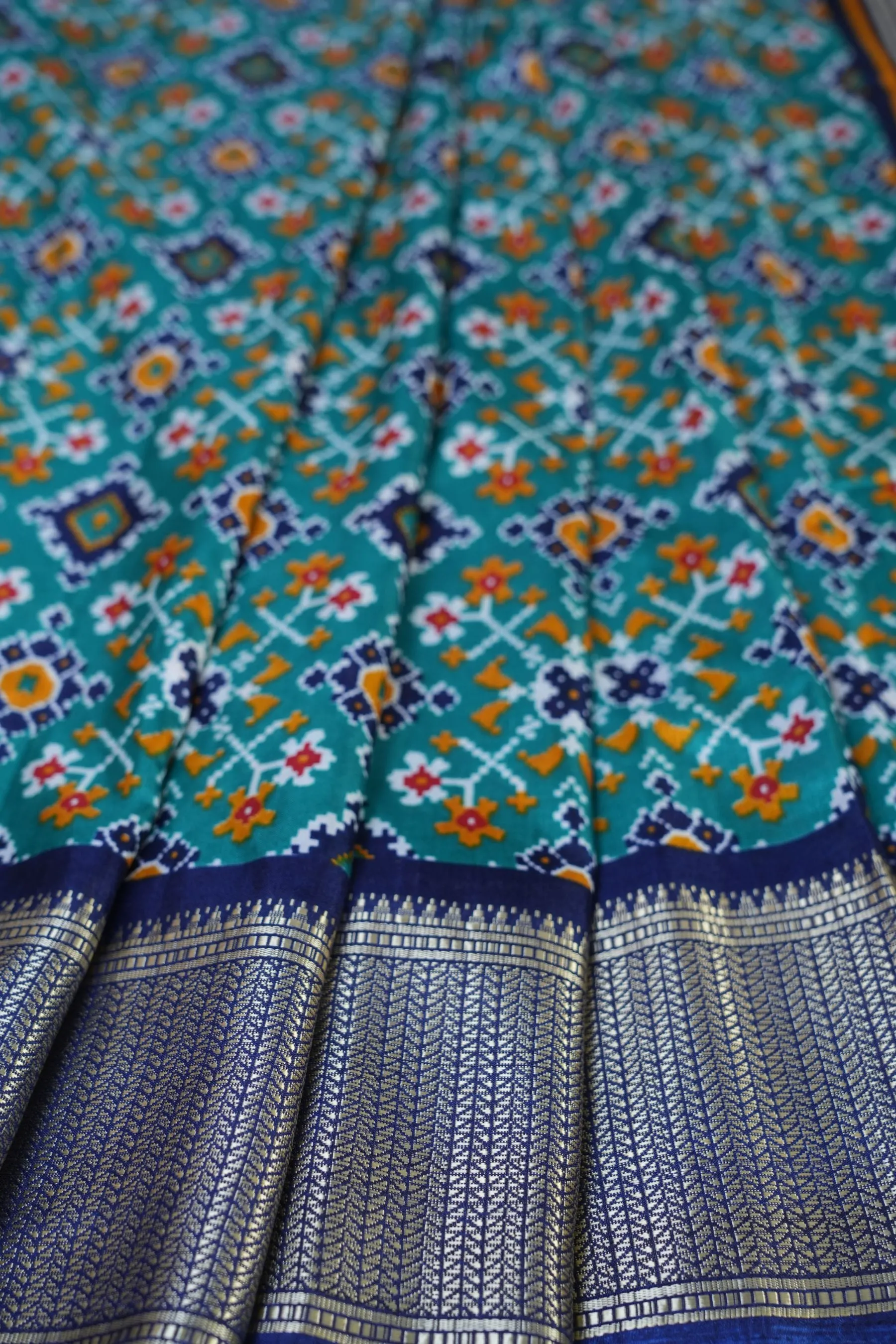 Kanchipuram Semi-Silk Saree with Ikkat Design & Matching Blouse Piece