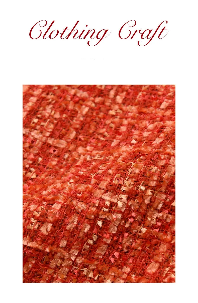 Limited Edition Orange Thick Tweed short Coat jacket blazer - Ioue