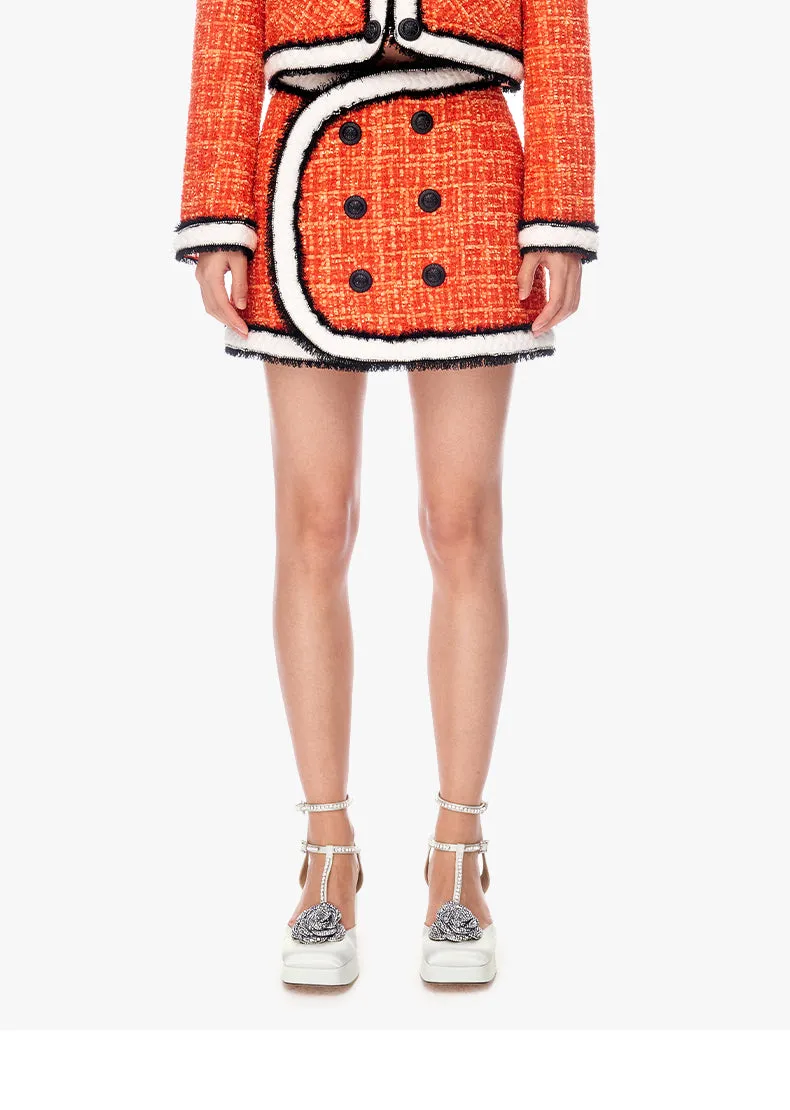 Limited Edition Orange Thick Tweed short Coat jacket blazer - Ioue