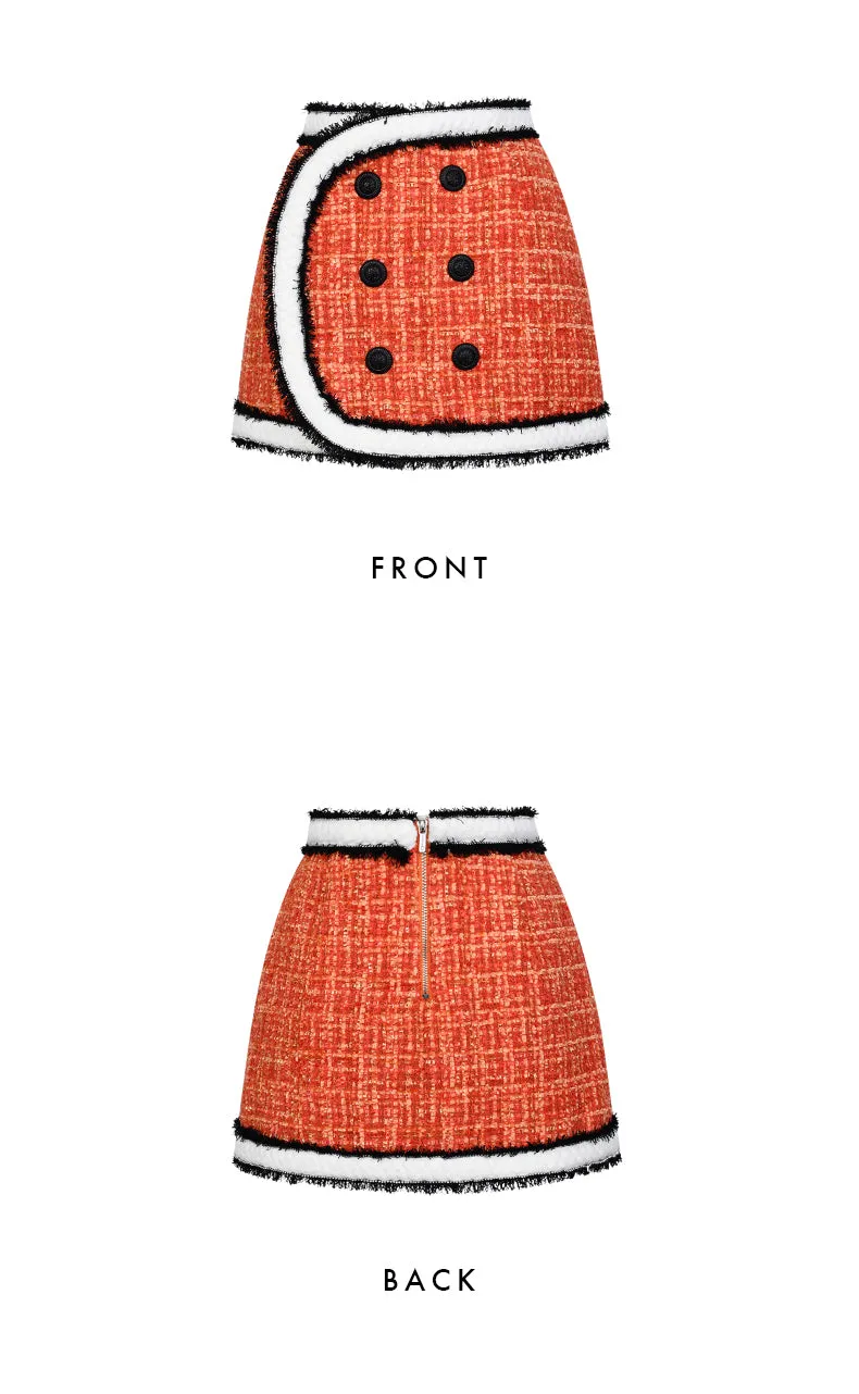 Limited Edition Orange Thick Tweed short Coat jacket blazer - Ioue