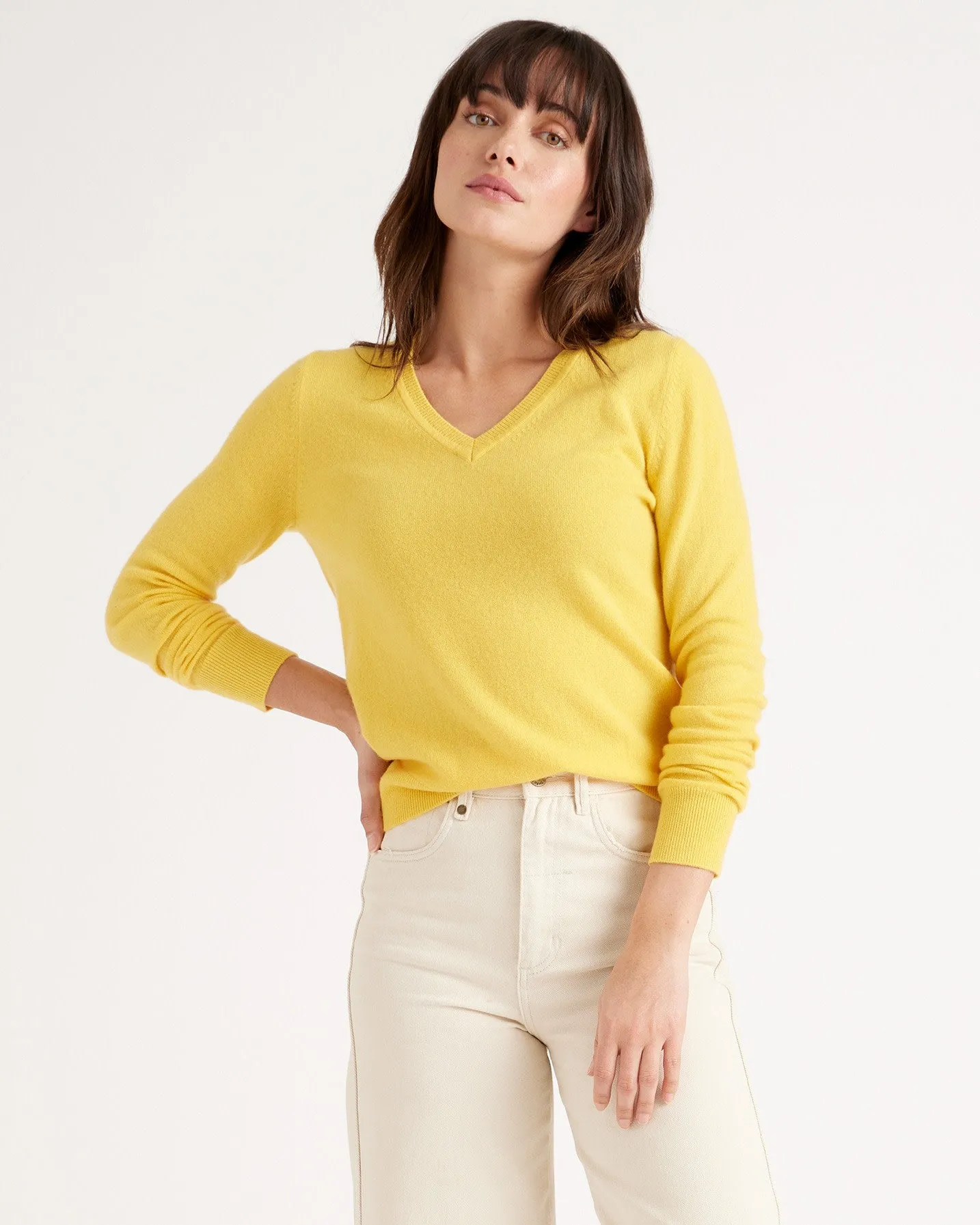 Mongolian Cashmere V-Neck Sweater