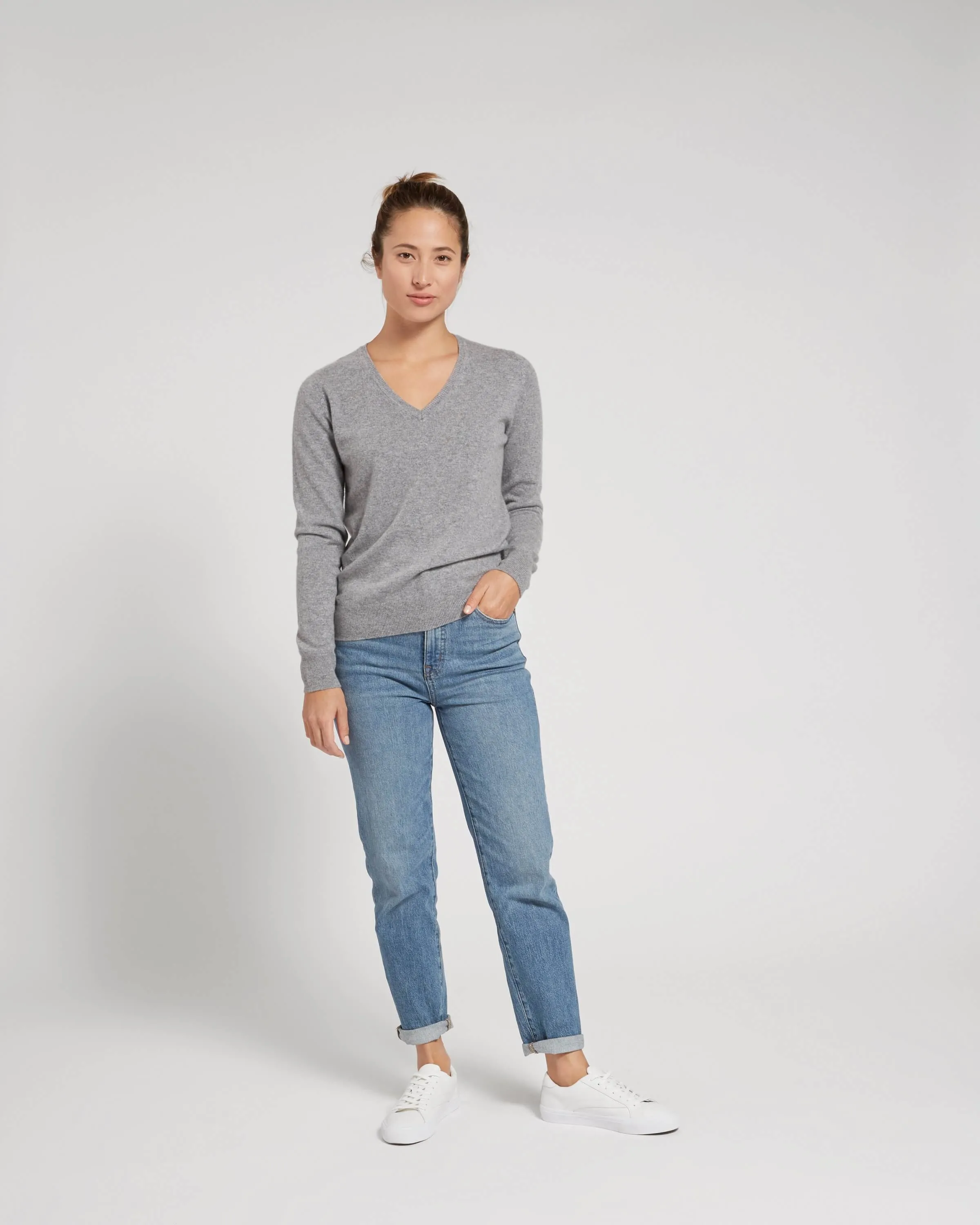 Mongolian Cashmere V-Neck Sweater