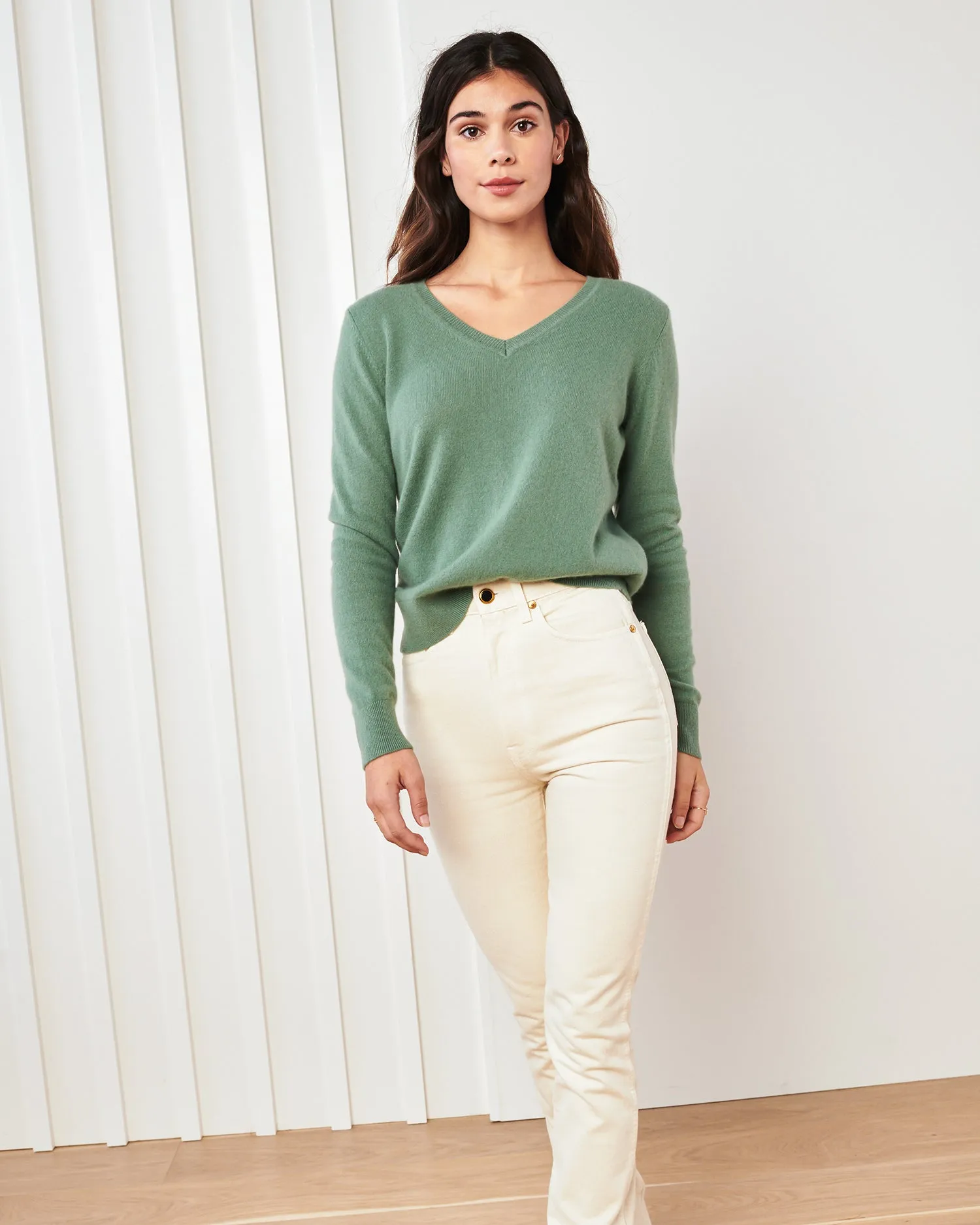 Mongolian Cashmere V-Neck Sweater