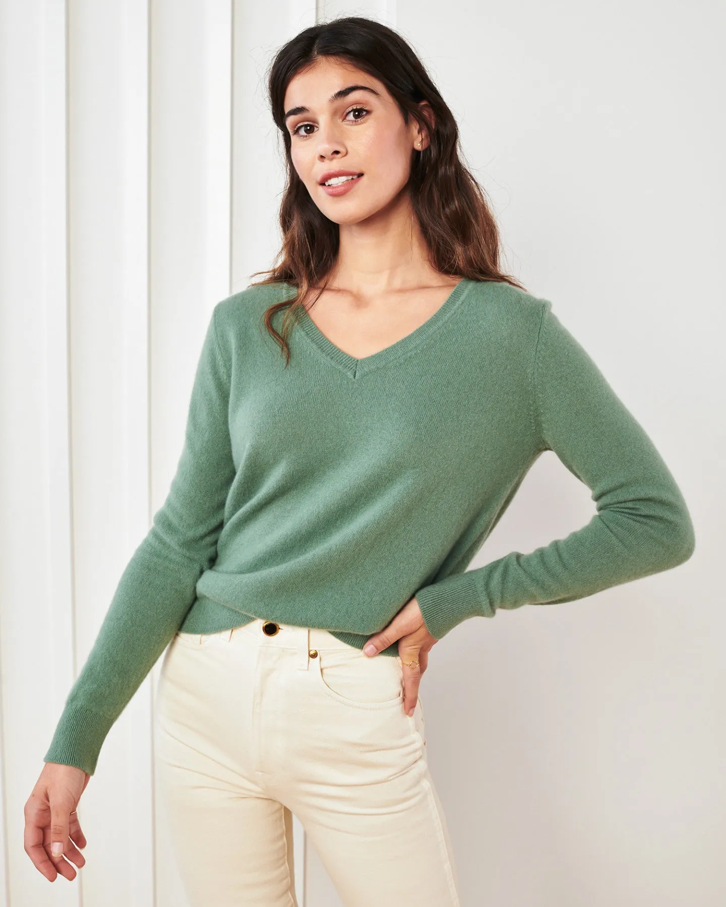 Mongolian Cashmere V-Neck Sweater