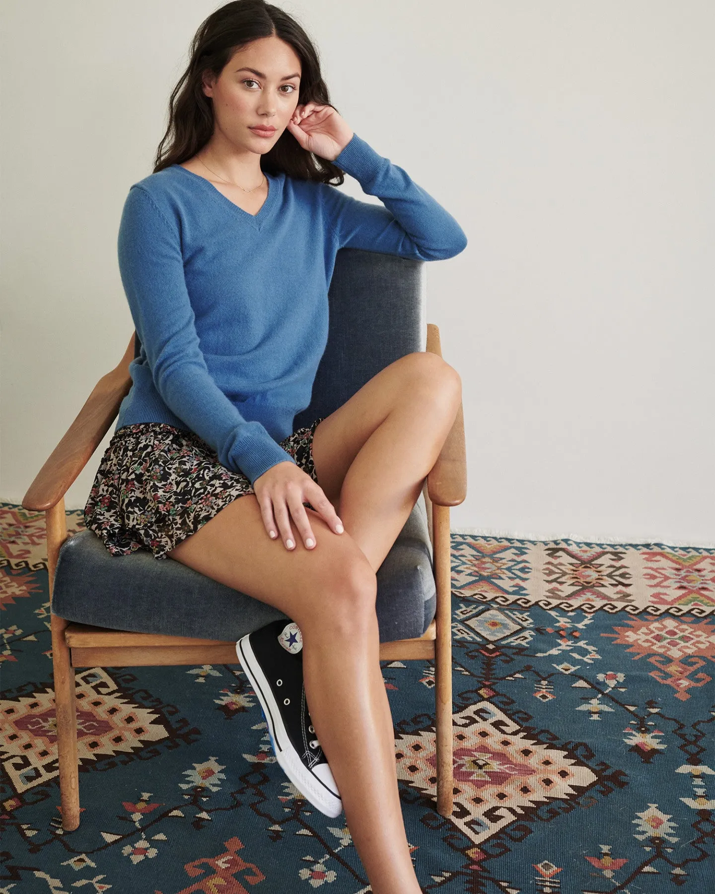 Mongolian Cashmere V-Neck Sweater