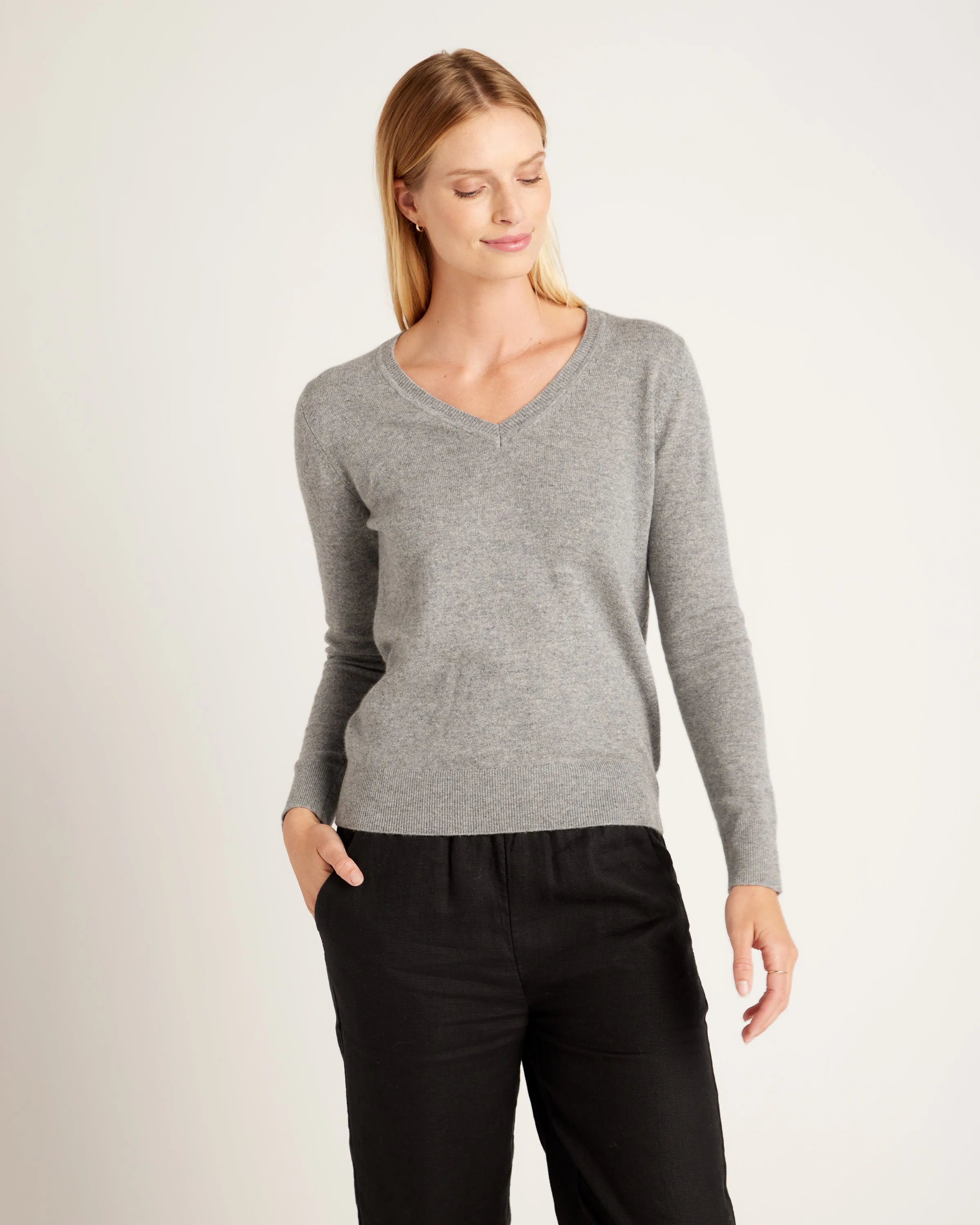 Mongolian Cashmere V-Neck Sweater