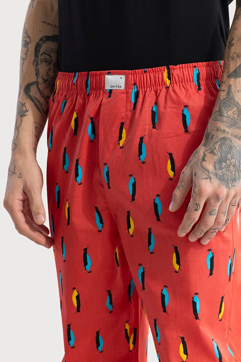 Penquin Print Red Pyjama