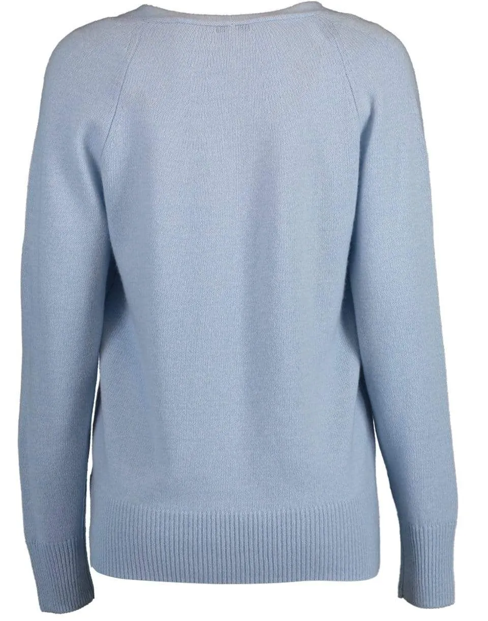 Powder Blue Marled V-Neck Knit