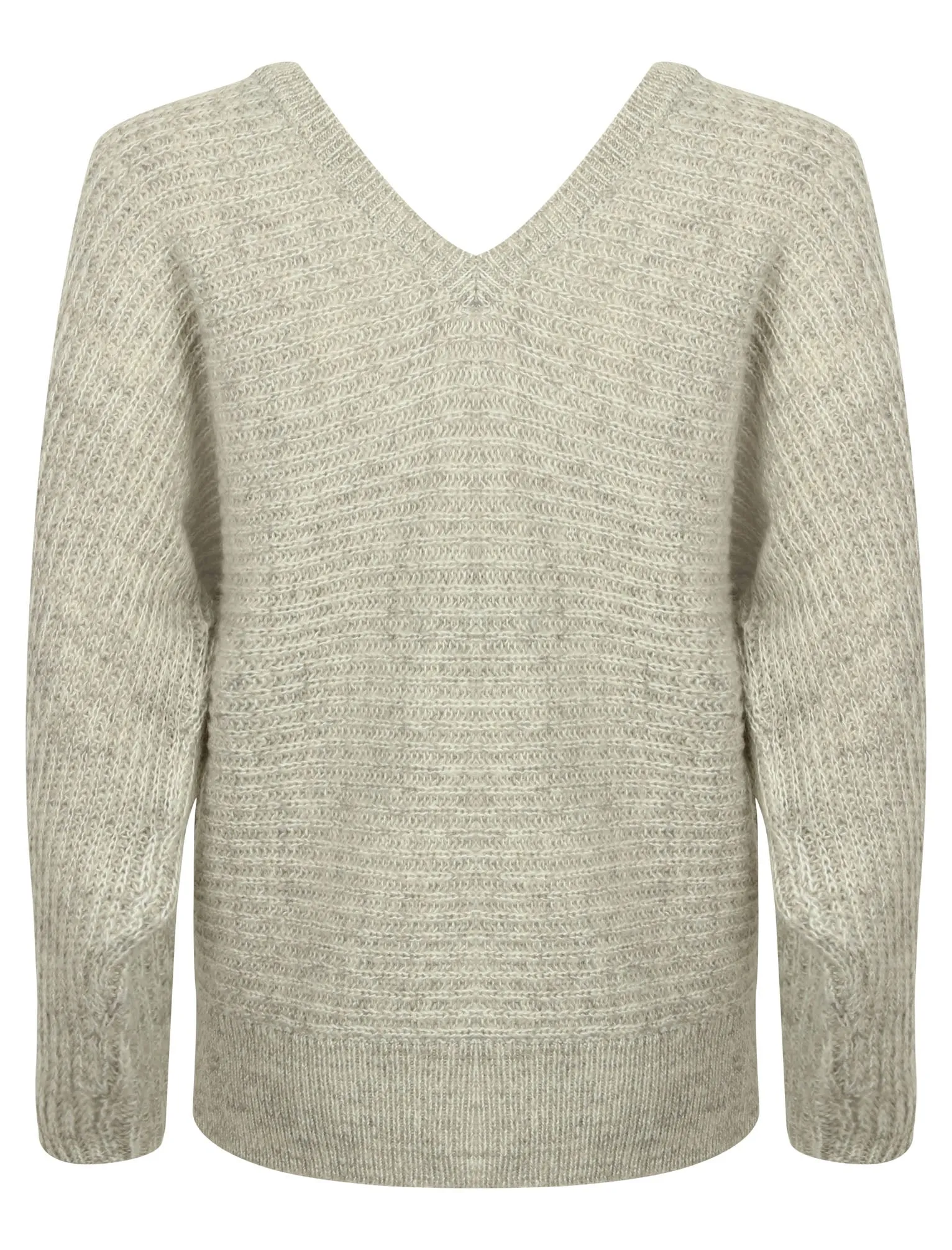 Rumba Crew Neck Knitted Jumper with Wide Sleeves in Light Grey Marl - Tokyo Laundry
