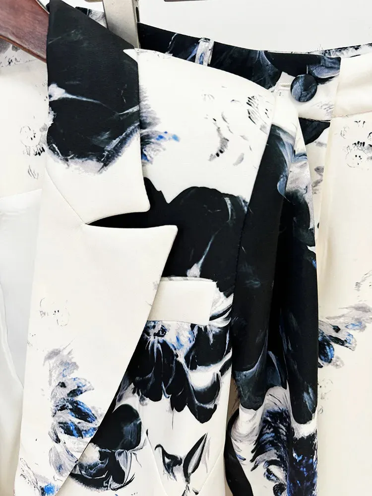 Trend4us Women's Gorgeous Floral Print Blazer Pants Set