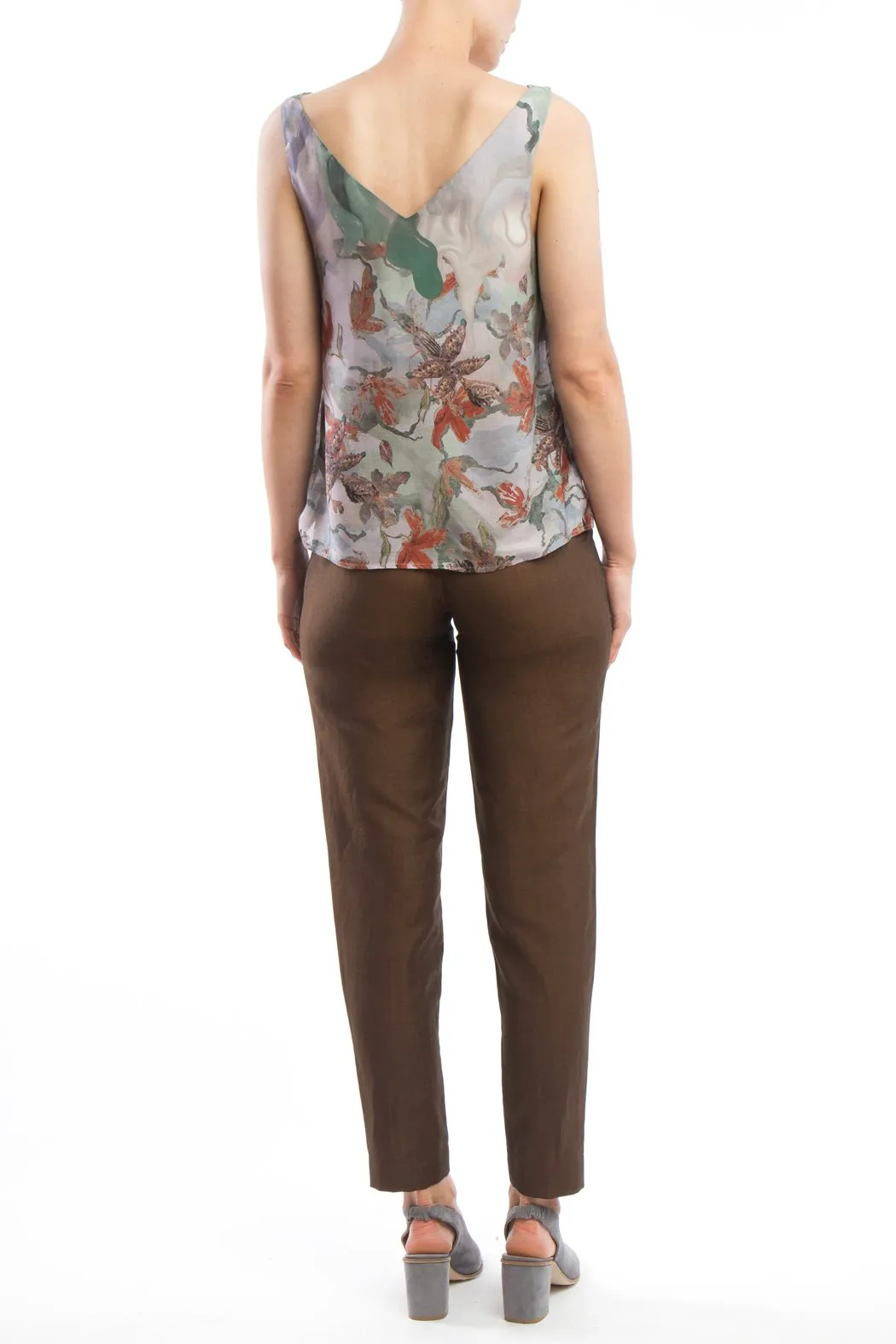 V-neck Top Flowers Red