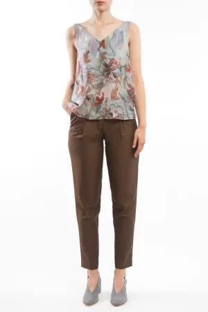 V-neck Top Flowers Red
