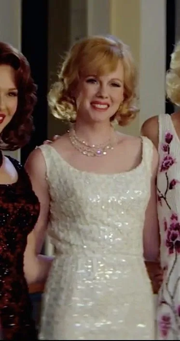 Vintage 1960s Dress / White Sequined Cocktail Dress