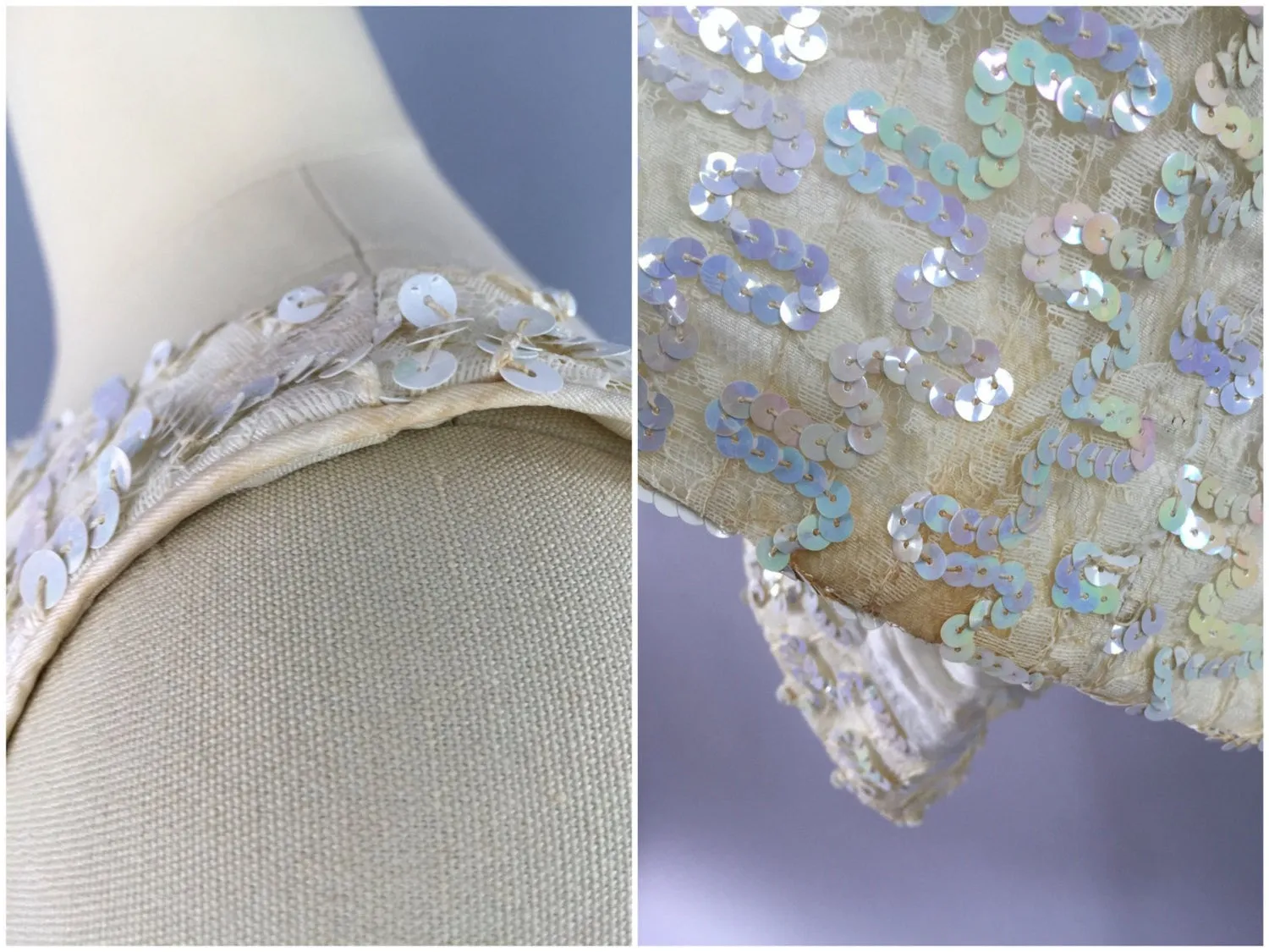 Vintage 1960s Dress / White Sequined Cocktail Dress