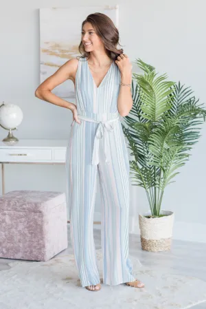 Walking In A Daydream Jumpsuit, Sage-Multi