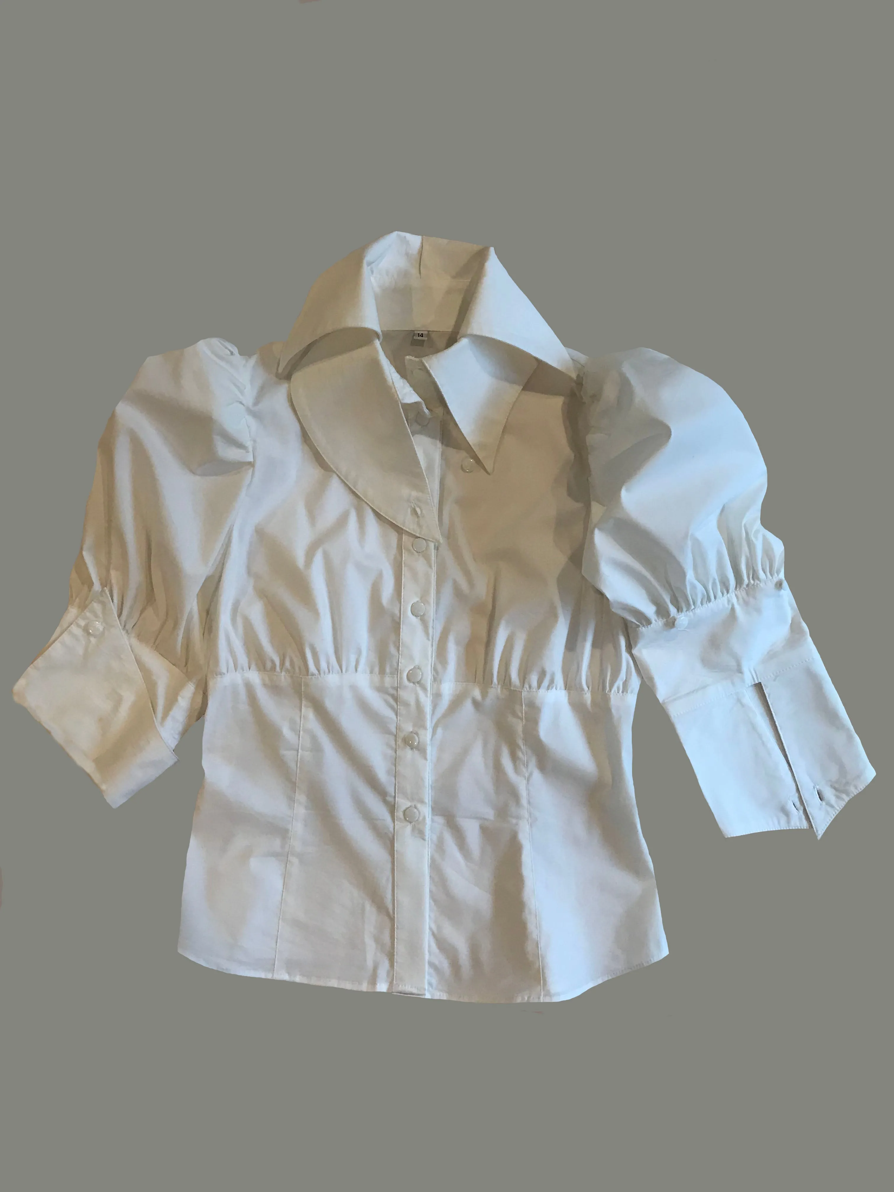 White Collar Details Cotton Puffy Blouse in SIZES XS S M L XL 2XL 3XL 4XL