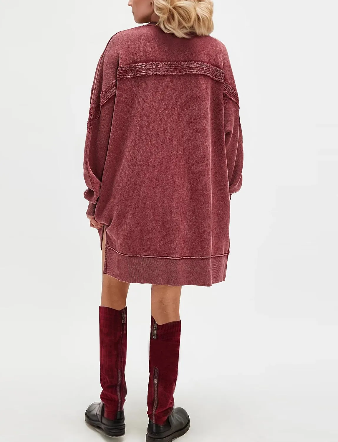 Women Casual Dresses Oversized Long Sleeve Sweatshirt Dresses Crewneck Tunic Tops Pullover Loose Fitting Mini Dresses