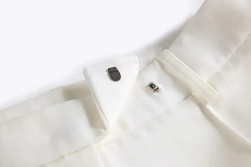 Women Pant Suit - Diamonds Beaded Blazer, Flare Trousers