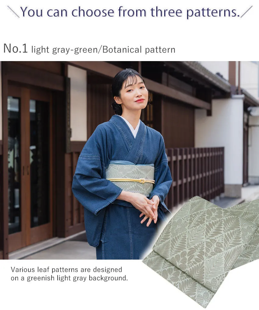 Women's Denim Kimono 4-Piece Set (Kimono, Obi, Obiage, Obijime) for everyday wear