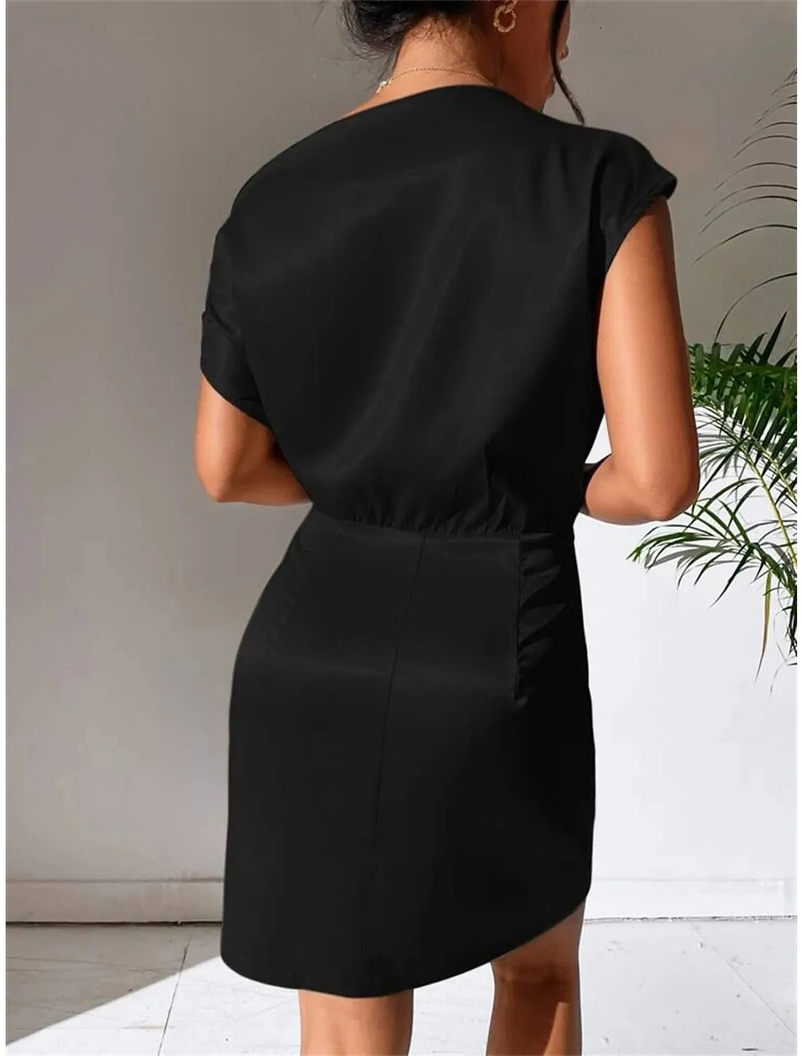 Women's Party Dress Cocktail Dress Wedding Guest Dress Mini Dress Black Pink Red Sleeveless Plain Ruched Spring Fall Winter One Shoulder Formal Winter Dress Wedding Guest Vacation