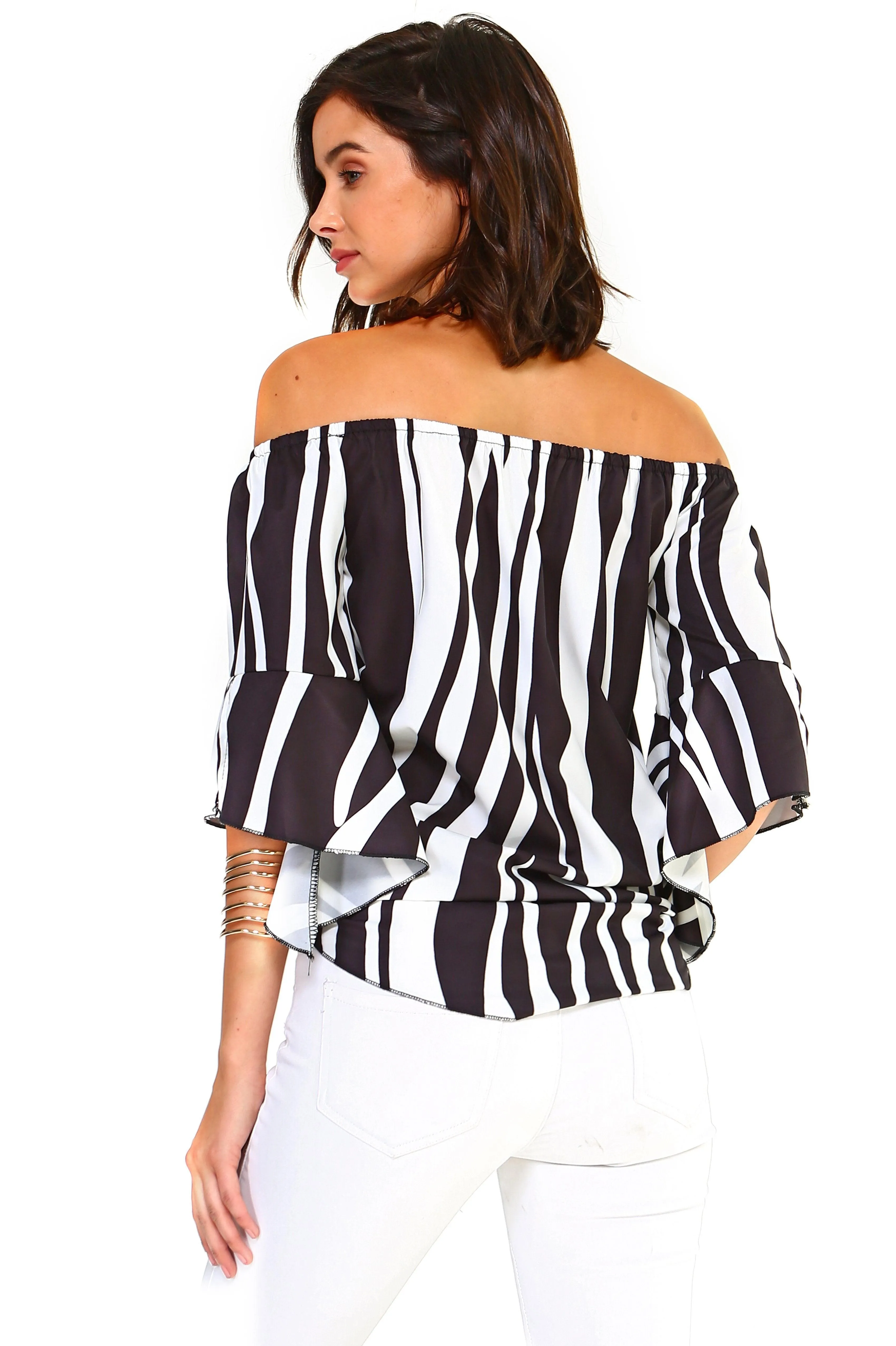 Womens Strapless Striped Bandage Blouse Tie Front Shirt