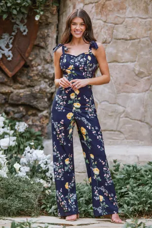 X Madison Bouquet Floral Print Tie Strap Jumpsuit